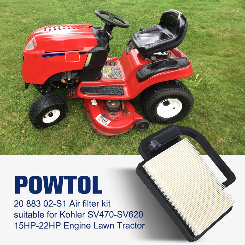Powtol 20 083 02-S Air Filter+52 050 02-S Oil Filter fits Kohler Courage 15 16 17 18 19 20 21 22 HP YTH21K46 YTH20K46 Engines KH-20-083-02-S KH-20-883-02-S1 - Image 2